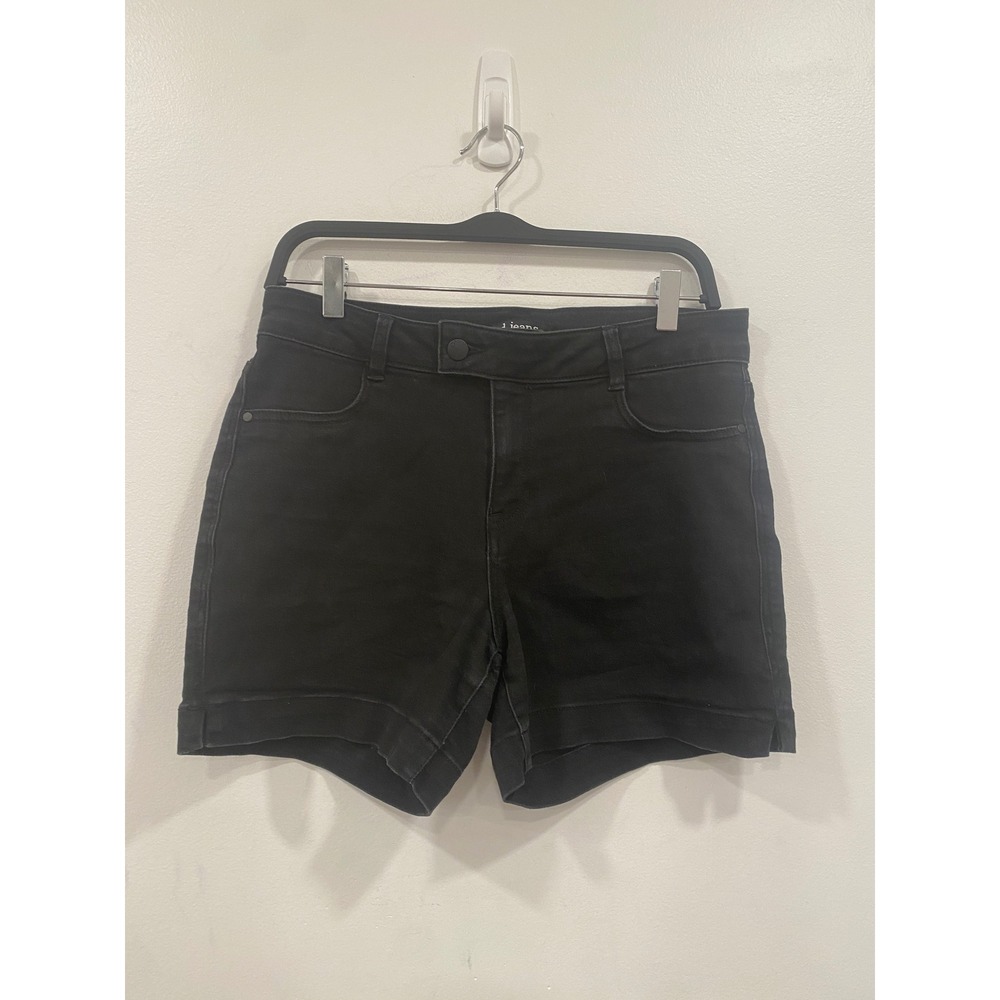d.jeans Womens Black Denim Shorts 10 High Rise Cuffed Stretch High Waisted Jean